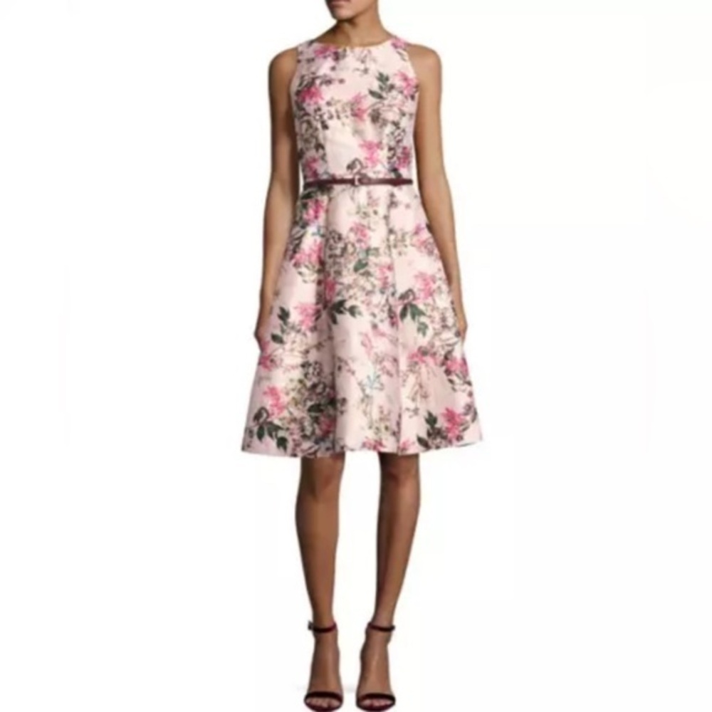 Ted Baker London Clarbel Blossom Jacquard V-Back Dress Mid Pink TB 1 US 4